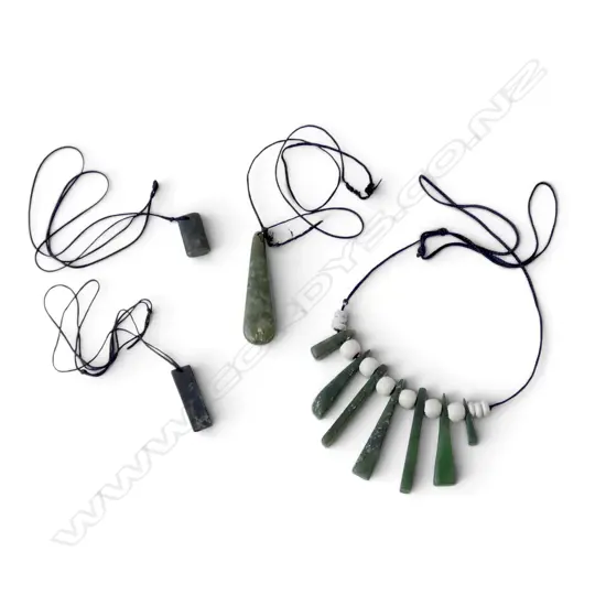 3 POUNAMU NECKLACE / PENDANTS: 1 multi drop + 2 plain