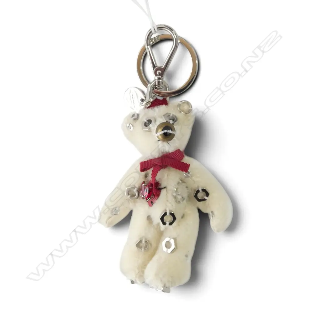 PRADA WHITE TEDDY BEAR KEYCHAIN/BAG CHARM - special ed. from 'Trick' Bear collection, L.100mm, box & cert, unused Image 1++