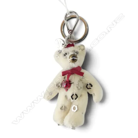 PRADA WHITE TEDDY BEAR KEYCHAIN/BAG CHARM - special ed. from 'Trick' Bear collection, L.100mm, box & cert, unused