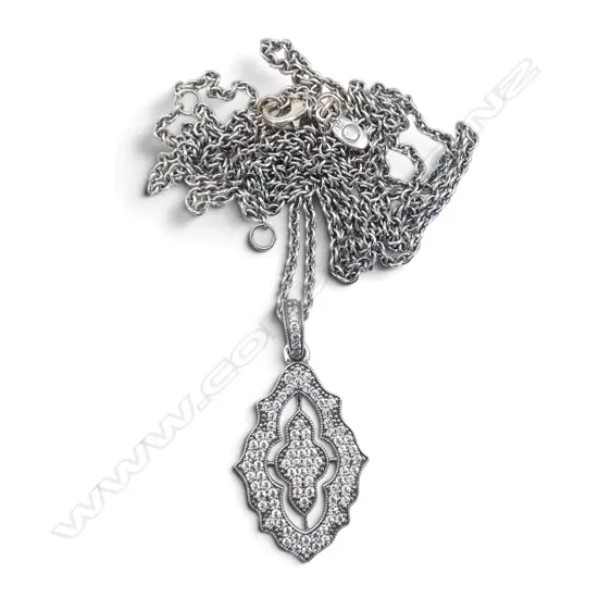PANDORA LONG SILVER CHAIN & CUBIC ZIRCONIA PENDANT. L.600mm can be extended