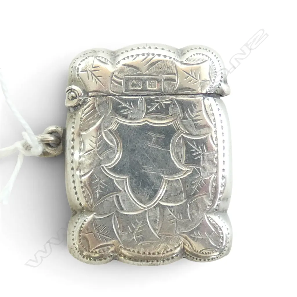 Edwardian Birmingham 1905 Silver Engraved Vesta, 17gms, L.38mm Image 1++