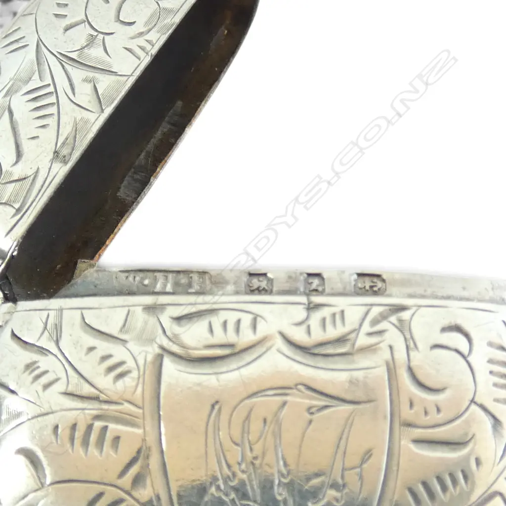 A late Victorian Birmingham 1899 silver engraved vesta 25gms Image 1++