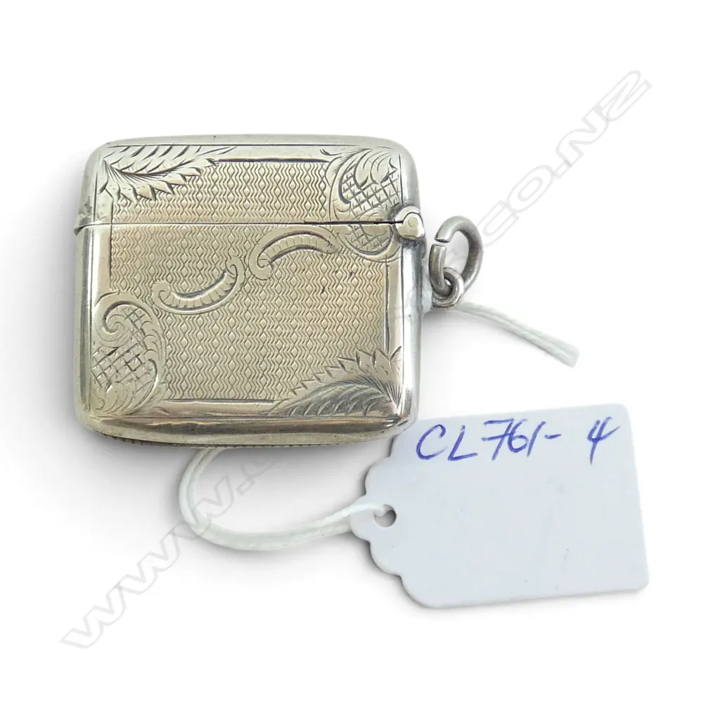Victorian Birmingham 1896 silver engraved vesta 28gms Image 1++