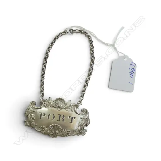 GEORGIAN STG SILVER 'PORT' DECANTER LABEL, JOHN REILY, LONDON 1822, 22.26gms