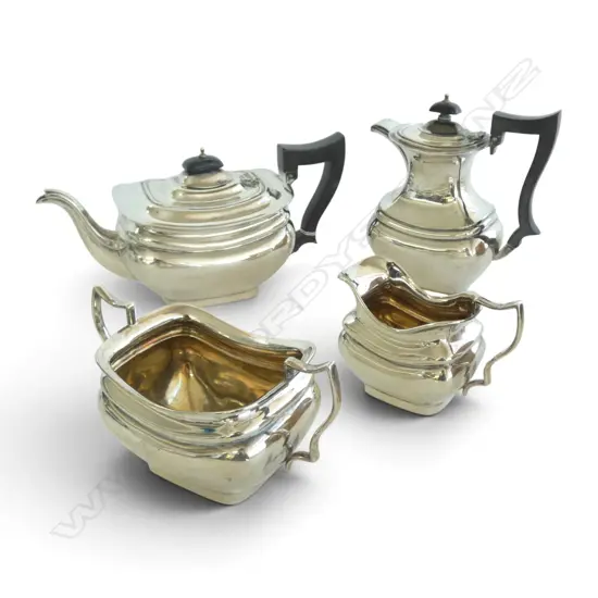 4 PCE STG SILVER TEASET BIRMINGHAM 1921, GILT INTERIOR TO JUG & BOWL, 1708gms