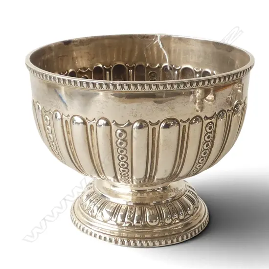 STG SILVER FOOTED BOWL, BARKER BROTHERS BIRMINGHAM 1898 H.130mm 165mm dia 480gms