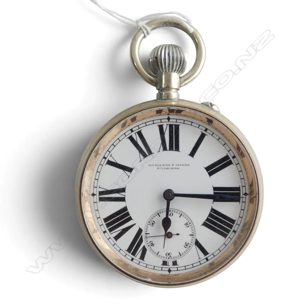 LG POCKET WATCH 70mm dia IN STG SILVER TRAVEL CASE, EDINBURGH 1900 115x105mm 81gms Image 1++