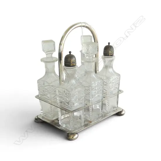 CRUET SET one bottle missing H.240mm