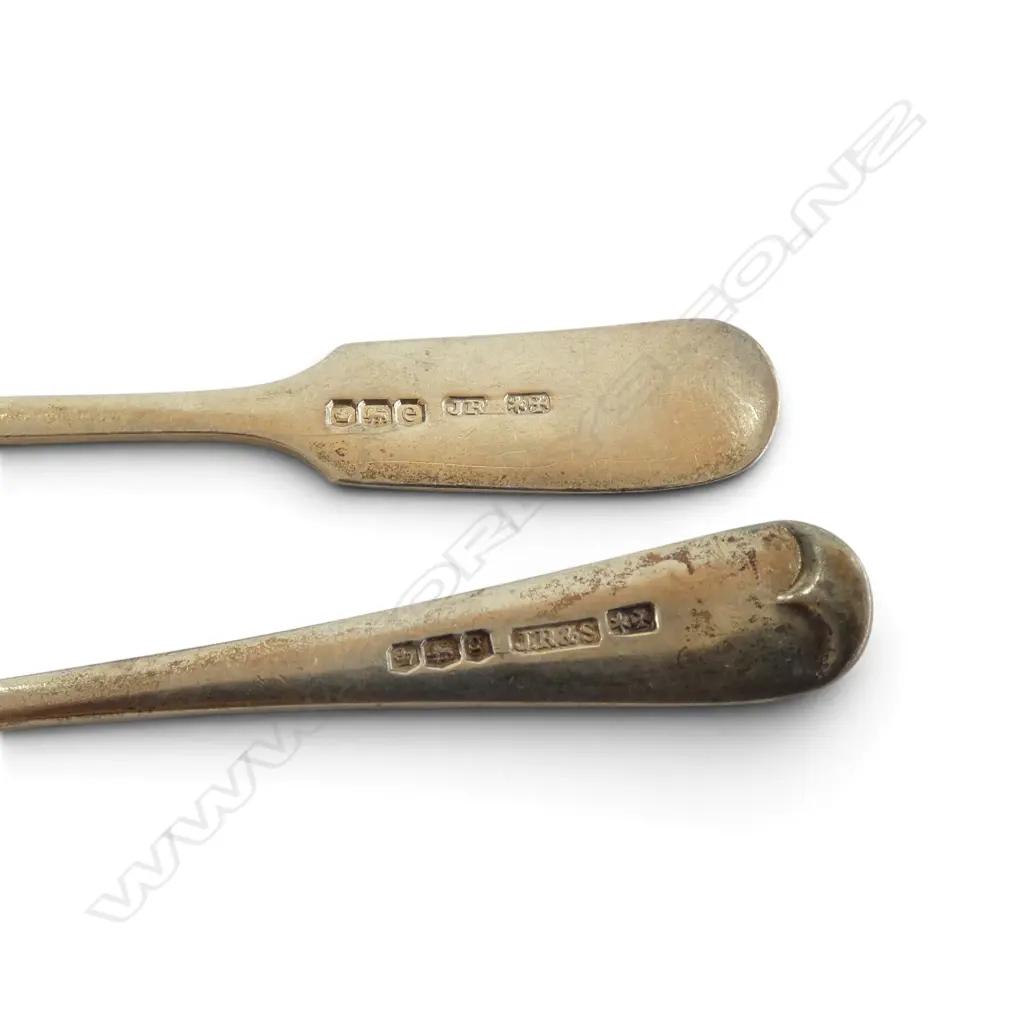 14 STG SILVER TEAPSOONS + MUSTARD SPOON, 248gms Image 1++