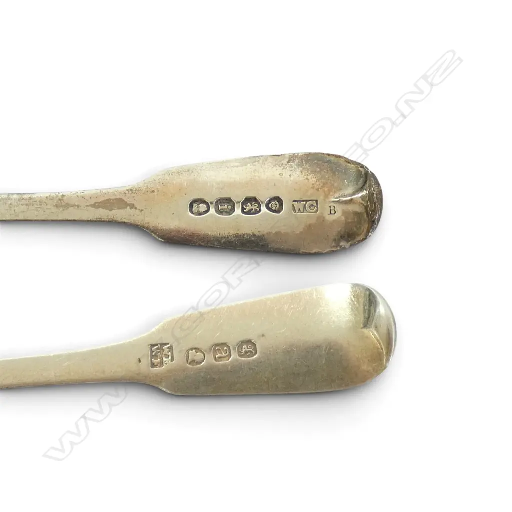 10 SILVER FIDDLE PATTERN TEASPOONS: set 6 London 1824 by William Chawner II + 4 x L. 1816. 232gms Image 1++