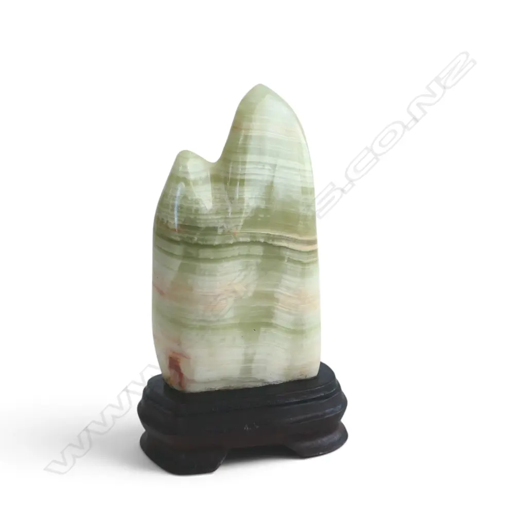 VINTAGE JAPANESE SCHOLAR'S ROCK on WOODEN STAND, H.150mm Image 1++