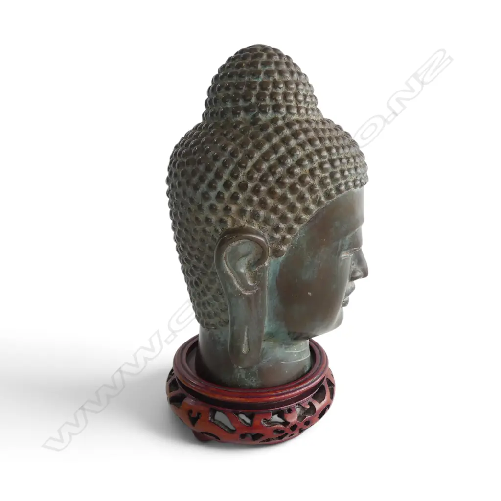 METAL BUDDHA HEAD H.200mm + STAND Image 1++