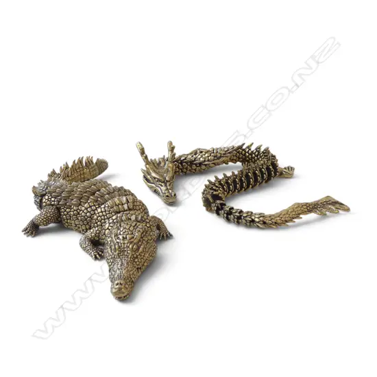 ARTICULATED BRASS CROCODILE L.205mm & DRAGON L.400mm