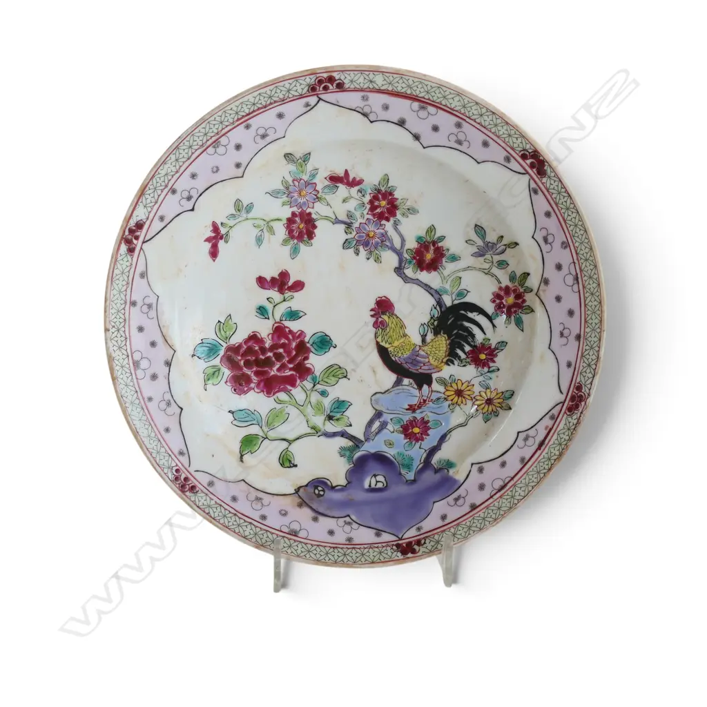 2 ORIENTAL PLATES, 1 REPAIRED 215mm dia Image 1++