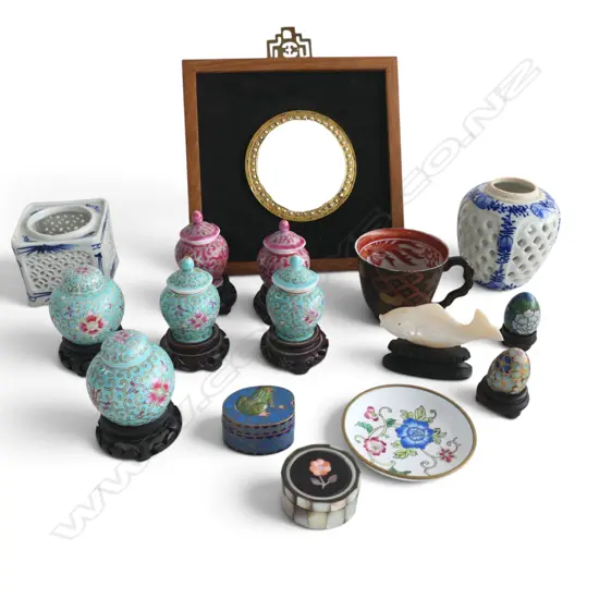 BOX OF ASST. ORIENTAL COLLECTABLES etc