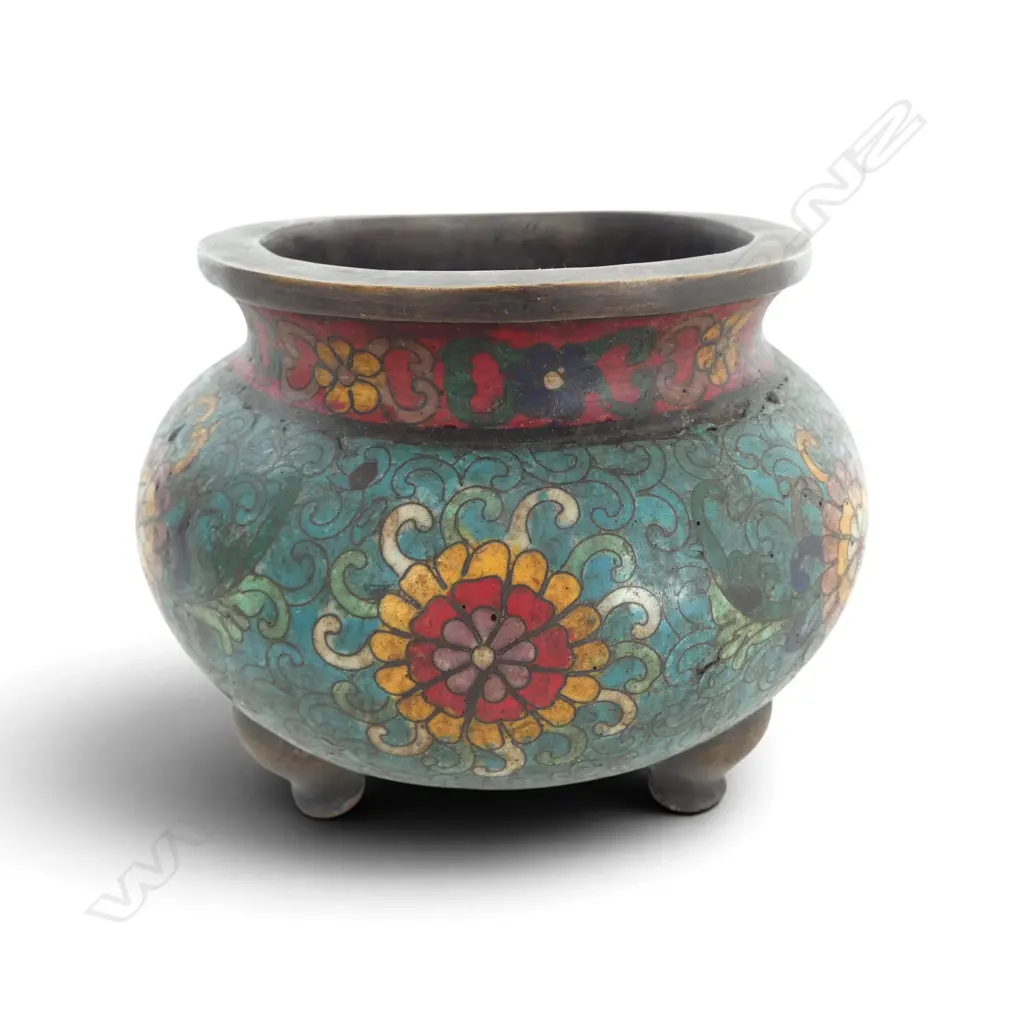 ORIENTAL ENAMELLED BRONZE INCENSE BURNER H.115mm Image 1++