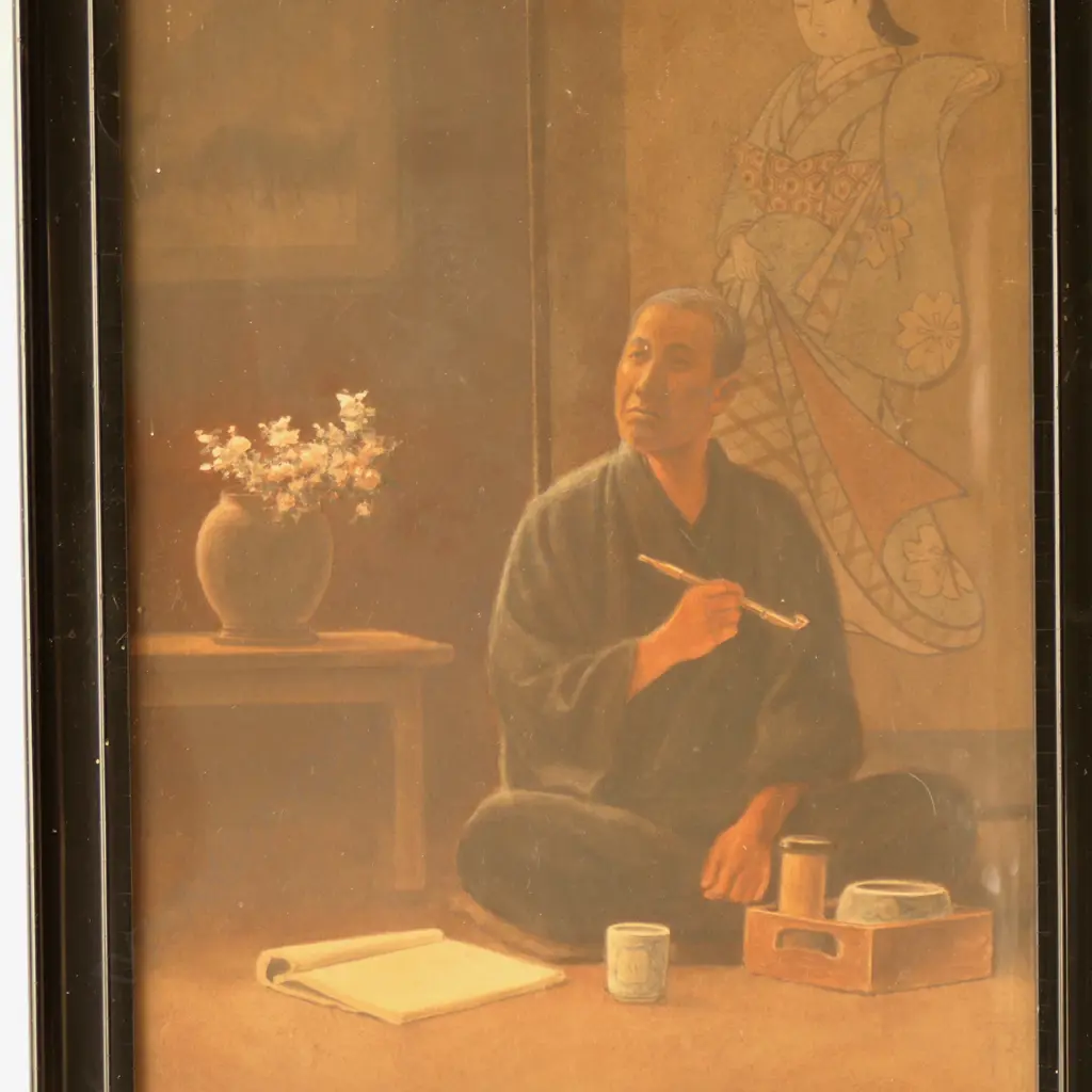 J.S. YAMAMOTO, JAPANESE PORTRAIT OF A CALLIGRAPHER, WATERCOLOUR, 485x315mm Image 1++
