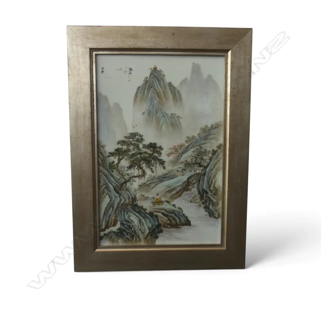 ORIENTAL CERAMIC PLAQUE LANDSCAPE ARTWORK 365x240mm Image 1++