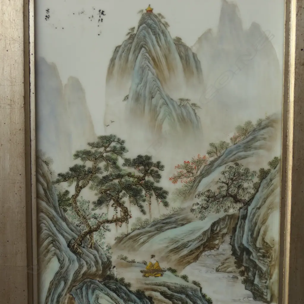 ORIENTAL CERAMIC PLAQUE LANDSCAPE ARTWORK 365x240mm Image 1++