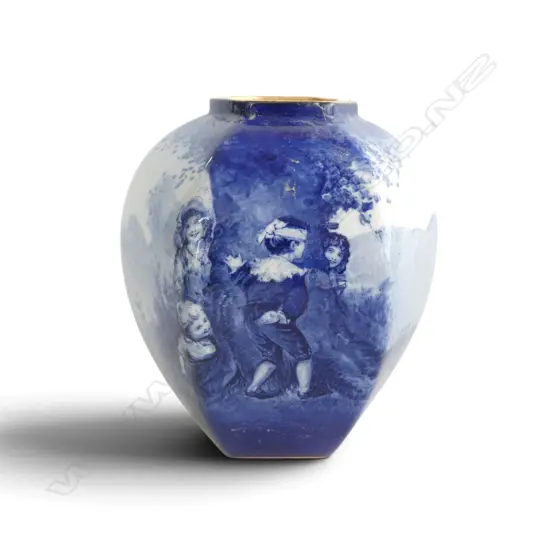 LRG ROYAL DOULTON BLUE CHILDREN VASE, H.155mm