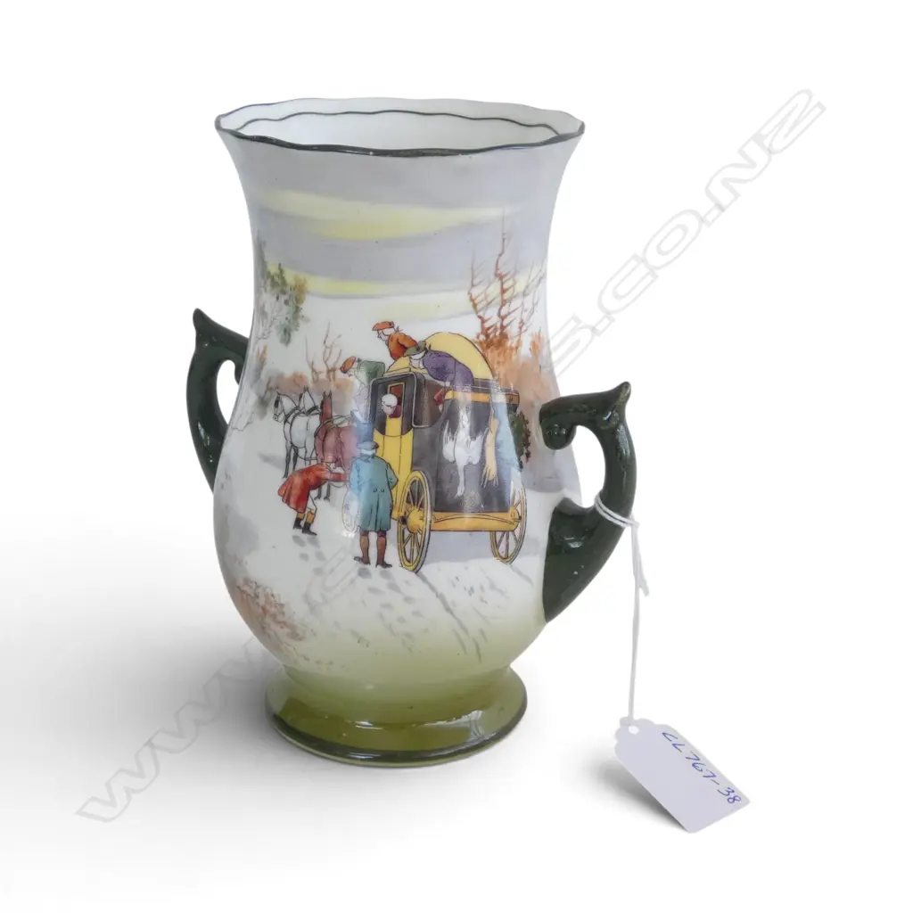 ROYAL DOULTON COACHING WARE VASE in rare winter colours 1905-1906, H.160mm Image 1++