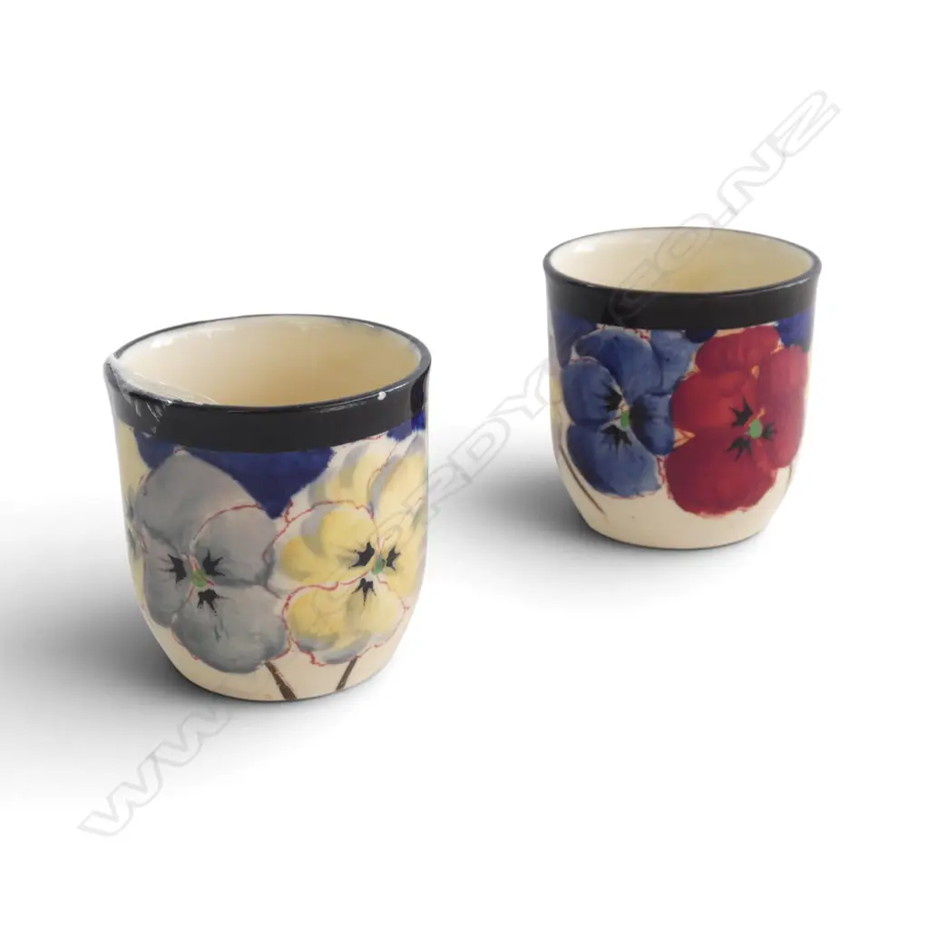 PR RARE ROYAL DOULTON ART DECO PANSY EGGCUPS, 1917-1930 Image 1++