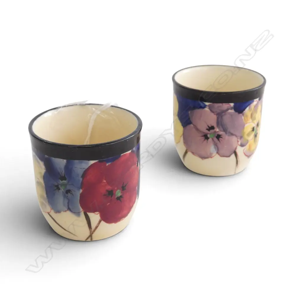 PR RARE ROYAL DOULTON ART DECO PANSY EGGCUPS, 1917-1930 Image 1++