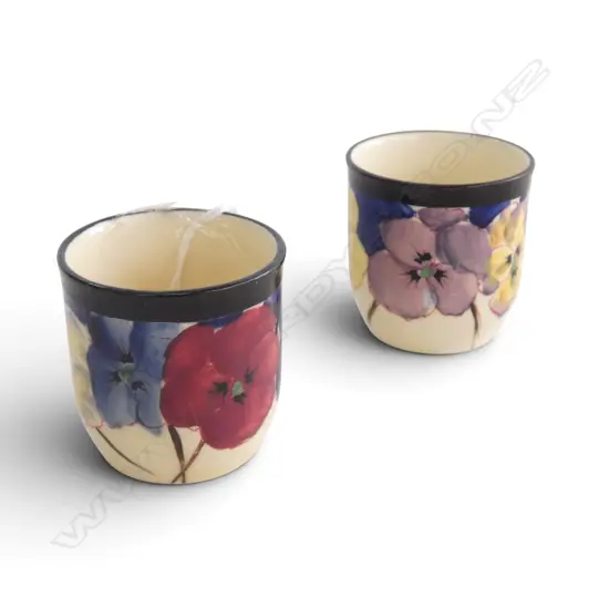 PR RARE ROYAL DOULTON ART DECO PANSY EGGCUPS, 1917-1930