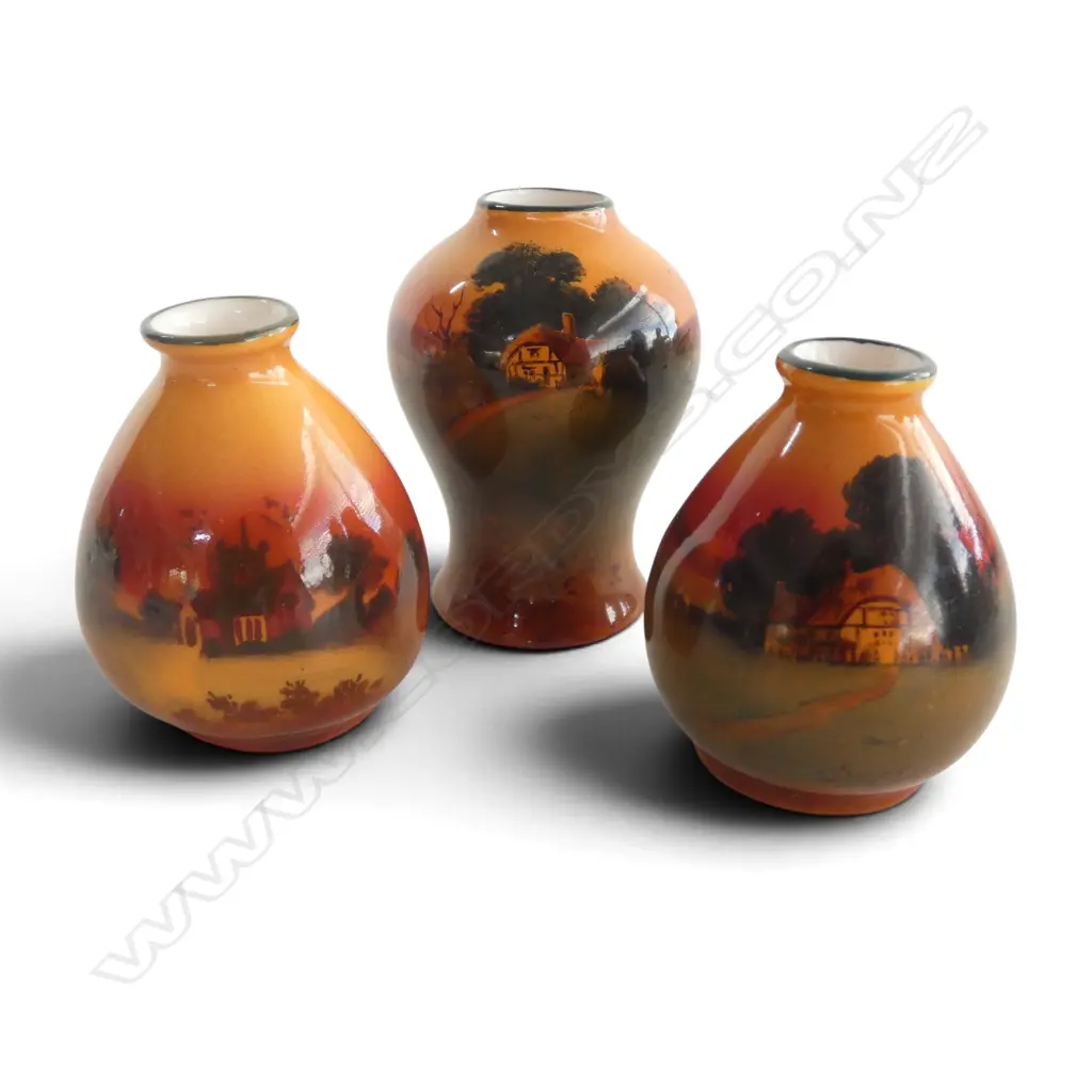 3 ROYAL DOULTON HOLBEIN WARE MINIATURES 1900-1915, H.45-55mm Image 1++