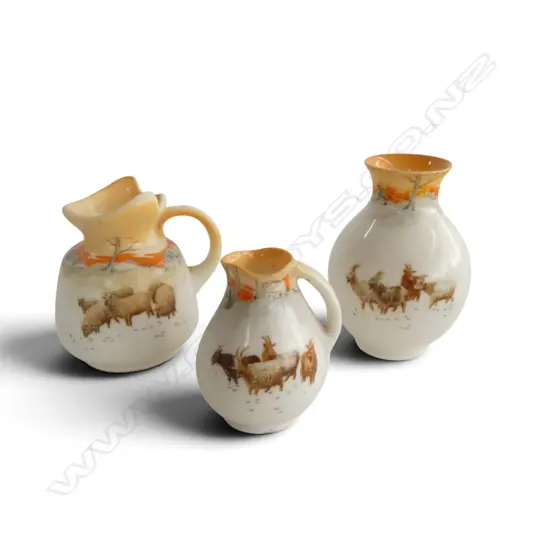 3 ROYAL DOULTON MINIATURES - PASTORAL SCENES, H.50-65mm