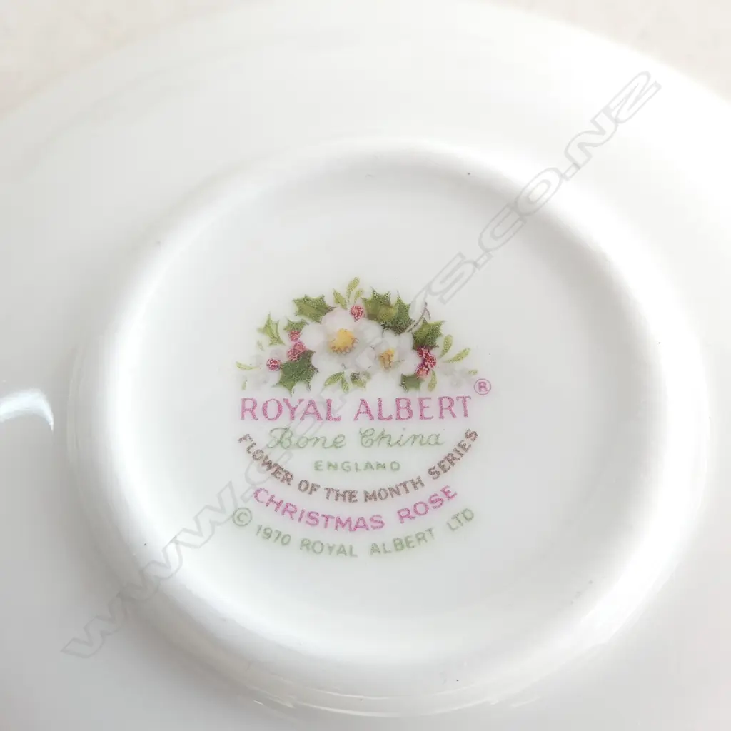 12 ROYAL ALBERT 'FLOWER OF THE MONTH' MINIATURE CUPS & SAUCERS 1970, July Cup Broken, Dia.75mm (saucer) Image 1++