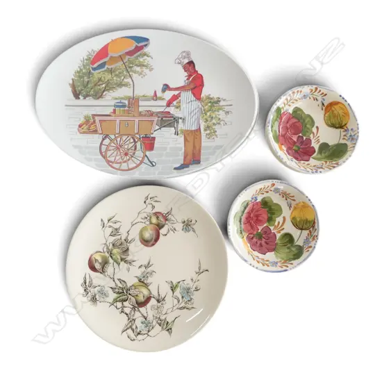 JOHNSON & BROS 'GEORGIA' PLATE, 6 ORNAMIN BBQ DISHES & 4 BELLE FIORE BOWLS 