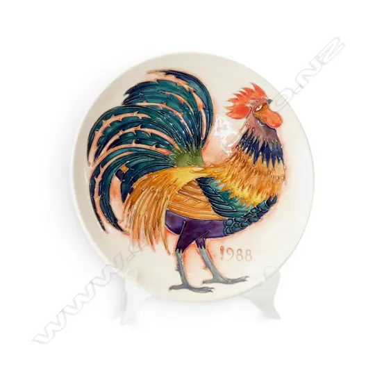MOORCROFT 1988 ROOSTER PLATE Dia.220mm