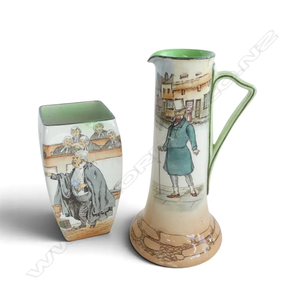 2 ROYAL DOULTON DICKENS WARE VASES, H.220/150mm Image 1++