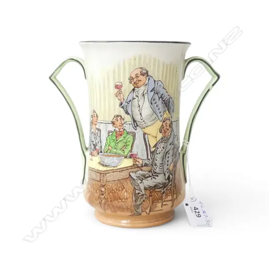 LRG ROYAL DOULTON DICKENS WARE VASE w uncommon scene, H.180mm