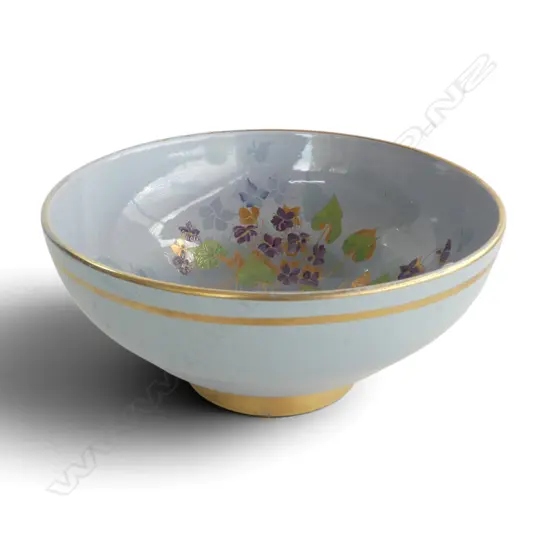 LARGE CARLTON WARE ‘VIOLETS’ PATTERN HAND ENAMELLED BOWL, Dia.260mm, H.125mm