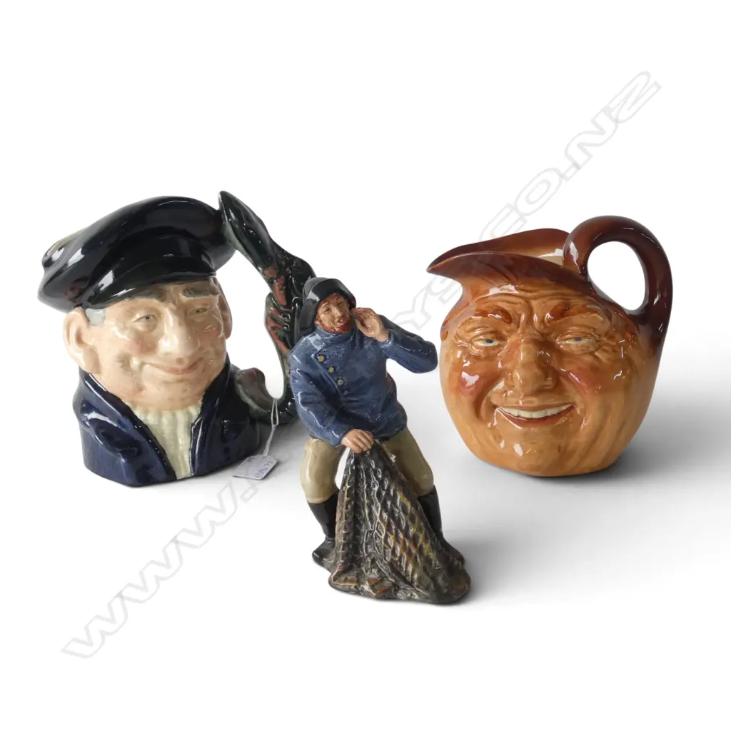 2 ROYAL DOULTON TOBY JUGS; JOHN BARLEYCORN, LOBSTER MAN + SEA HARVEST FIGURINE H.200mm Image 1++
