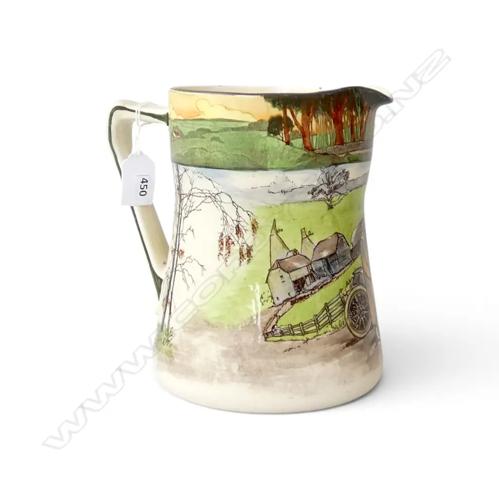 RARE ROYAL DOULTON MOTORING SERIES LRG JUG 'AFTER THE RUN' hand painted by George Holdcoft 1905-1928, H.190mm Dia.130mm Image 1++