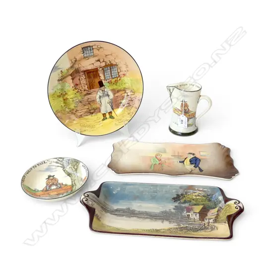 5 ROYAL DOULTON PIECES: 2 Gallant Fishers + Captain Cuttle dish + Gaffers plate etc