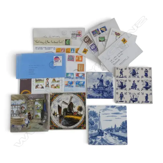SEL. NZ DECIMAL 1ST DAY COVERS + 5 DUTCH CERAMIC TILES