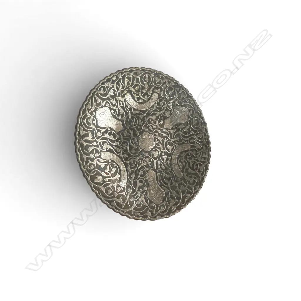 SILVER ON COPPER ISLAMIC DISH Dia.200mm Image 1++