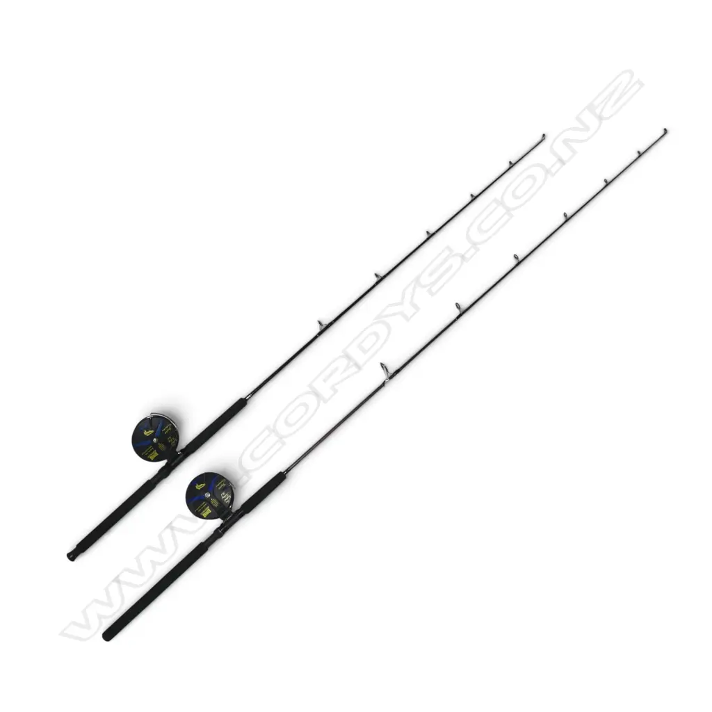 2 RODD & REEL SETS ALVIE TROLLING REELS MODEL 456 Image 1++