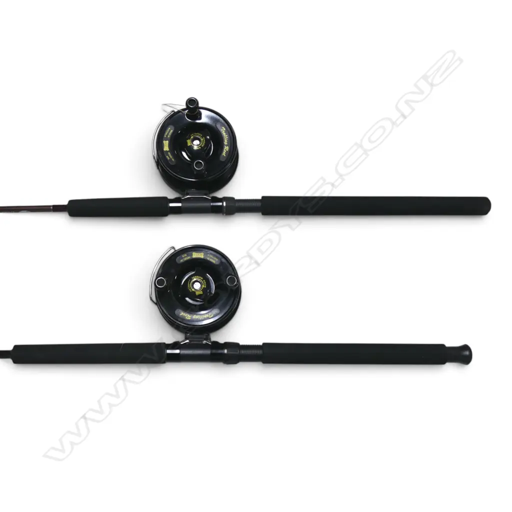 2 RODD & REEL SETS ALVIE TROLLING REELS MODEL 456 Image 1++
