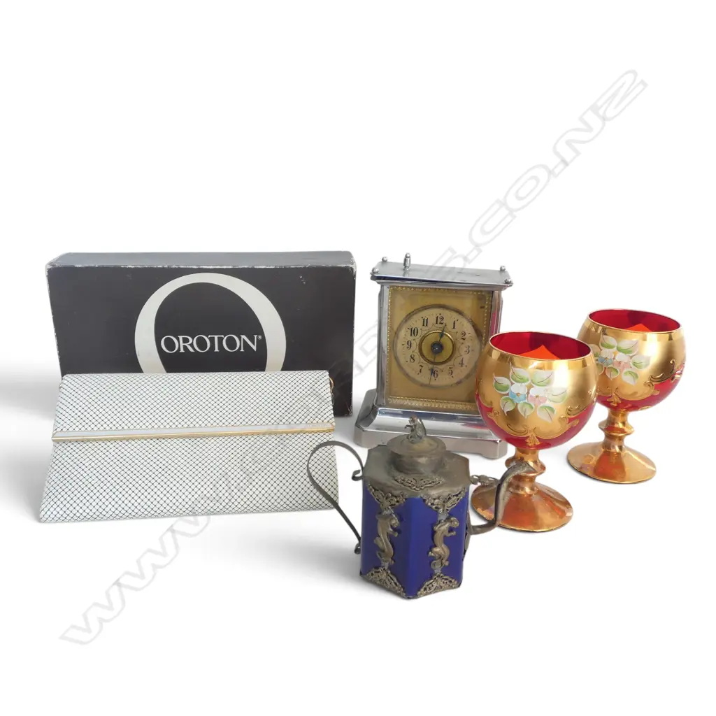 ASST. COLLECTABLE Incl. CLOCKS, GOBLET, OROTON BAG, etc Image 1++