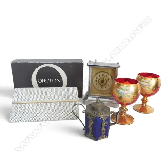 ASST. COLLECTABLE Incl. CLOCKS, GOBLET, OROTON BAG, etc