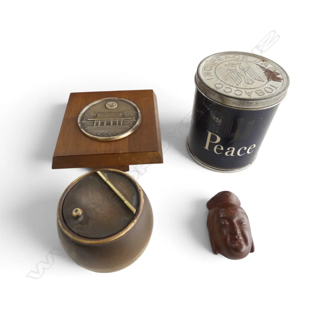 ASST. SML ORIENTAL ITEMS in CHABAKO BOX inclds ceramic vases, bronze Buddha head etc Image 1++