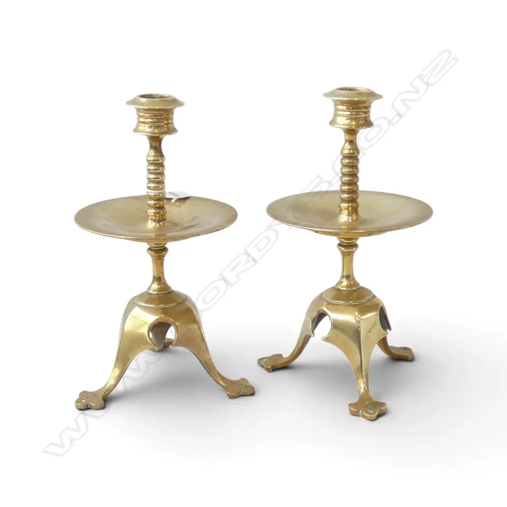 PR ARTS & CRAFTS BRASS CANDLESTICKS H.215mm Image 1++
