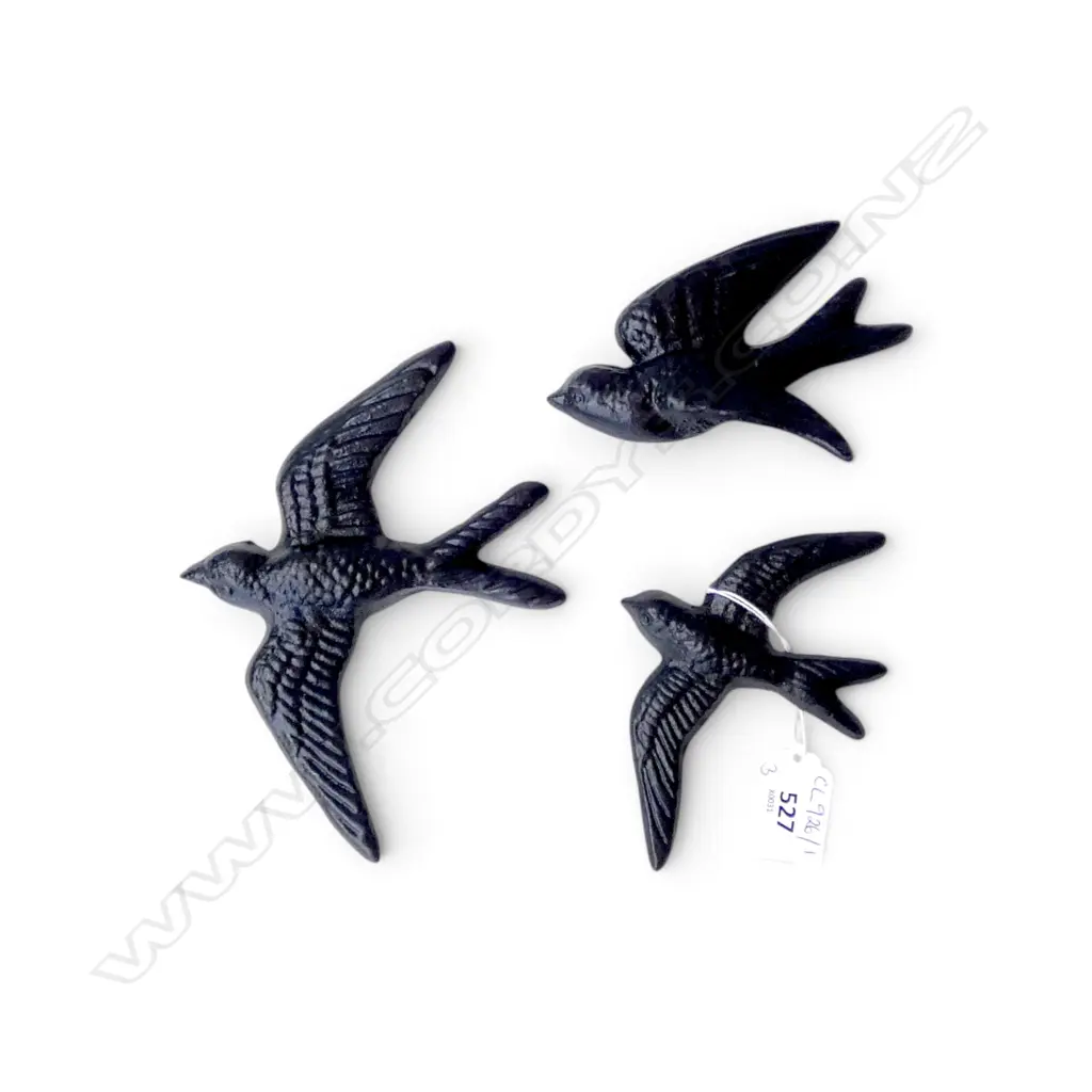 3 CAST IRON WALL SWALLOW BIRDS H.170mm Image 1++