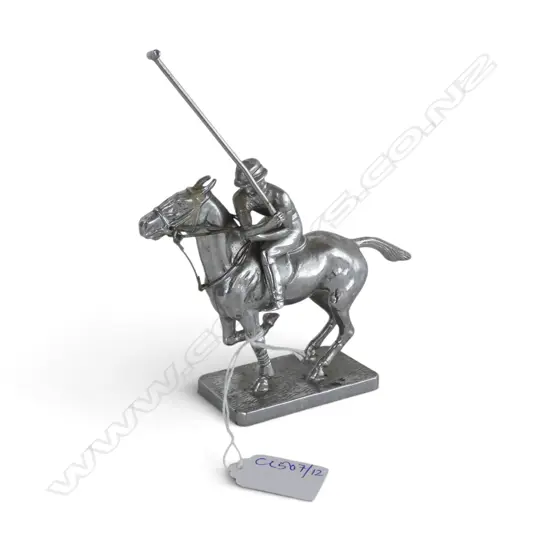 SILVER METAL HORSE & POLO RIDER H.155mm