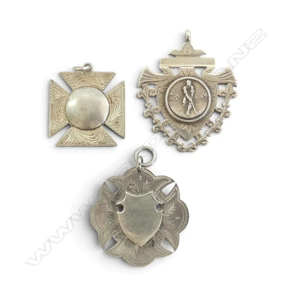 3 STG SILVER FOB MEDALLIONS 30gms Image 1++